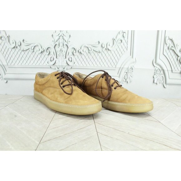Salvatore Ferragamo Tan Suede Lace Up Low Top Rubber Sole Sneakers 8 B - Picture 3 of 9